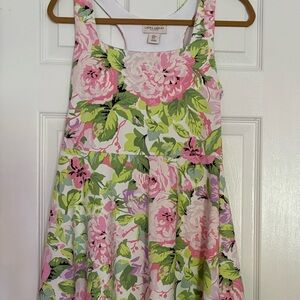Laura Ashley Golf Tennis Pink, Lavender,Green Floral Dress Fit&Flare Sz Medium